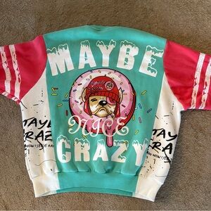Maybe Crazy Streetwear Sweat Shirt and Pants Women’s Size Large Green Red